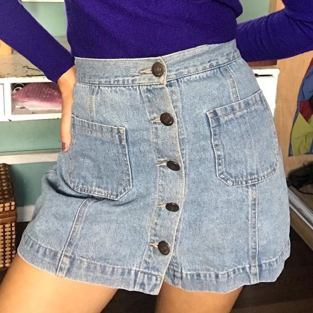 Cute Mini button up denim skirt